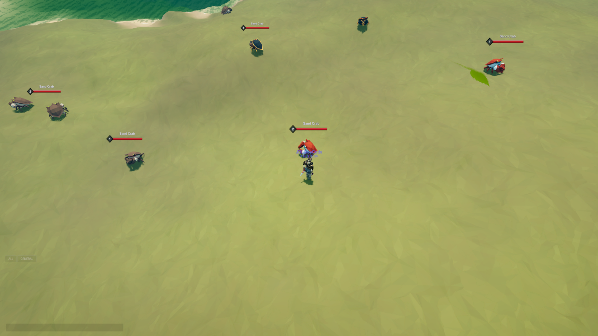 Top-down combat gameplay showing players and enemies